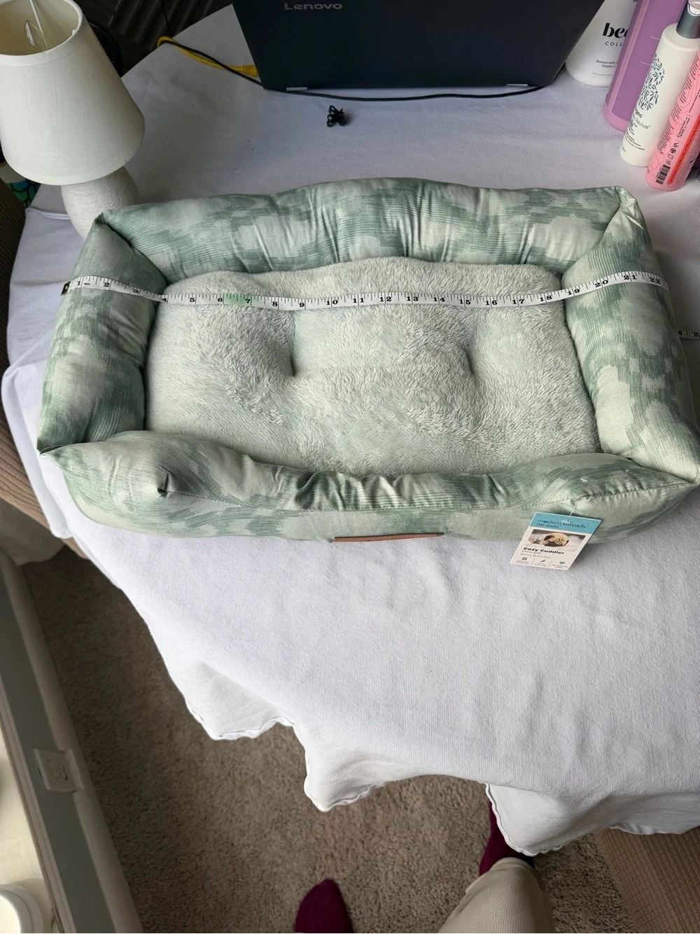 Boppy Sage Green Plush Pet Bed with Bolstered Sides